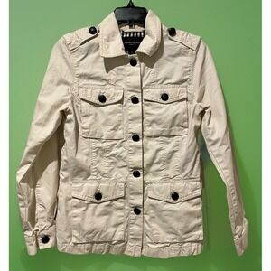 Banana Republic Womens Sz XS Military Jacket Cotton Beige Cream Colored 4 Pocket